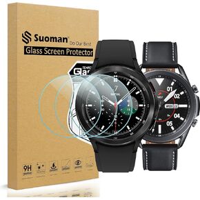 Suoman 3-Pack for Samsung Galaxy Watch 3 45mm Screen Protector Tempered Glass, [2.5D 9H Hardness] Screen Protector for Galaxy Watch 3 45mm (2020)[Anti-Scratch]