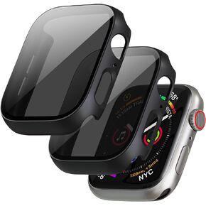 عبوتان لساعة Apple Watch Series 9/8/7 حافظة حماية شاشة للخصوصية مقاس 41 مم، غطاء وجه واقٍ من البولي كربونات مدمج ومضاد للرؤية 9H من الزجاج المقوى لملحقات iWatch، أزرق