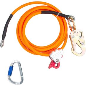 1/2" x 14' Steel Core Flipline Kit, Adjustable Lanyard Steel Core Tree Climbing Harness Lanyard Flipline for Tree Climbing