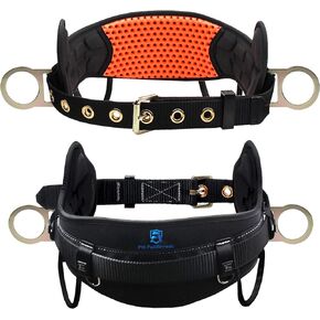 Safety Harness Climbing Belt - Tongue Buckle Safety Belt With Ventable & Moisture-Wicking Waist Pad and 2 Side D-Rings Personal Fall Protection Safety Belt for Work Positioning Restraint