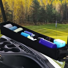 Golf Cart Inner Front Storage Basket No Drilling Tray Organizer 1680d Foldable Golf Cart Accessories with Non Slip Straps Compatible with Ezgo, Club Car, Kandi Electirc Golf Cart