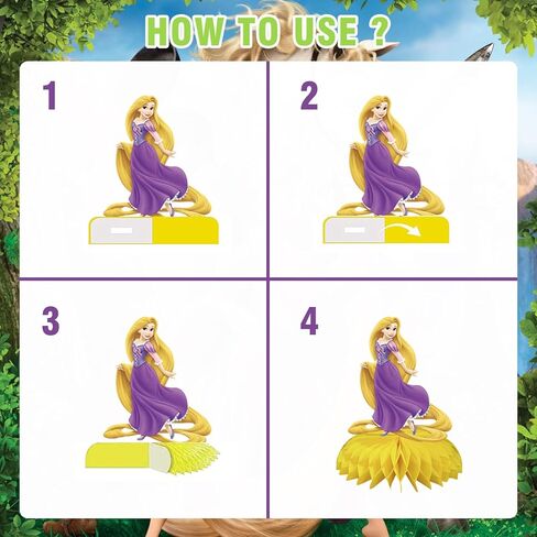 9 قطع من لوازم حفلات أعياد الميلاد القطونية، ديكورات طاولة مزدوجة جانبية ثلاثية الأبعاد على شكل قرص العسل، ديكورات حفلات عيد ميلاد رابونزل، تزيين كعك استحمام الطفل، هدايا الحفلات in Kuwait