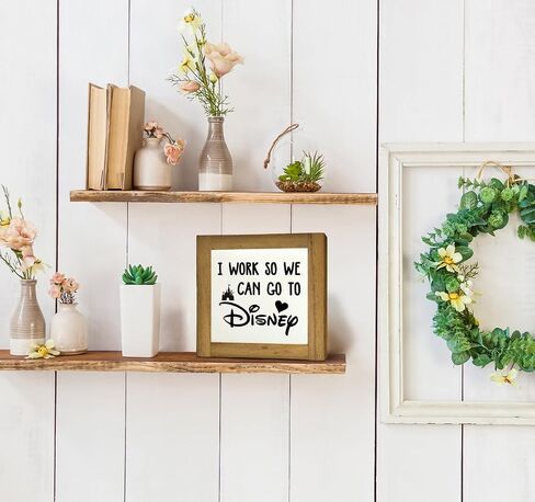 Inspirational Wood Signs, Box Wood Plaques Desk Décor, Decorative Plaques and Signs, Rustic Office Decor Art, Motivational Office Desk Decor, Farmhouse Home Decor, I Work So We Can Go to Disney C in Saudi Arabia