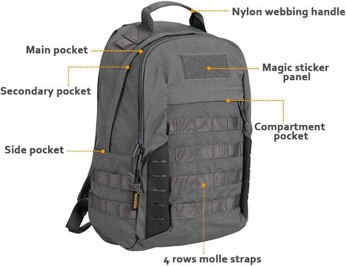 EXCELLENT ELITE SPANKER Military Tactical Backpack 18L Molle Backpacks Army Assault Survival Rucksack Pack (BLK) in Kuwait