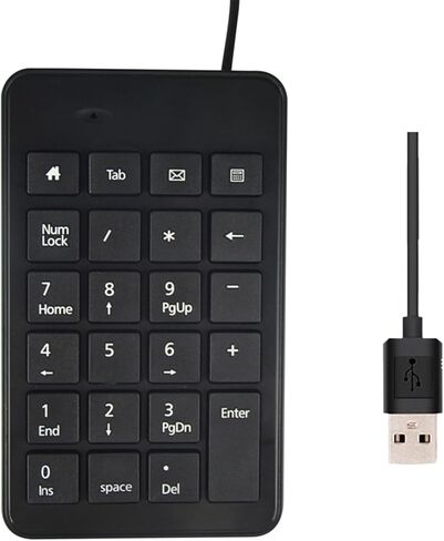 Wired Number Pad, USB Numpad 23 Key Number Keypad Keyboard for Laptop PC Desktop Computer Notebook - Black in Saudi Arabia