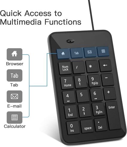 Wired Number Pad, USB Numpad 23 Key Number Keypad Keyboard for Laptop PC Desktop Computer Notebook - Black in Saudi Arabia