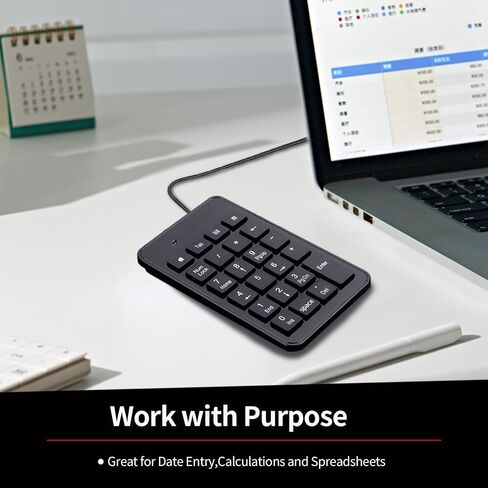 Wired Number Pad, USB Numpad 23 Key Number Keypad Keyboard for Laptop PC Desktop Computer Notebook - Black in Saudi Arabia