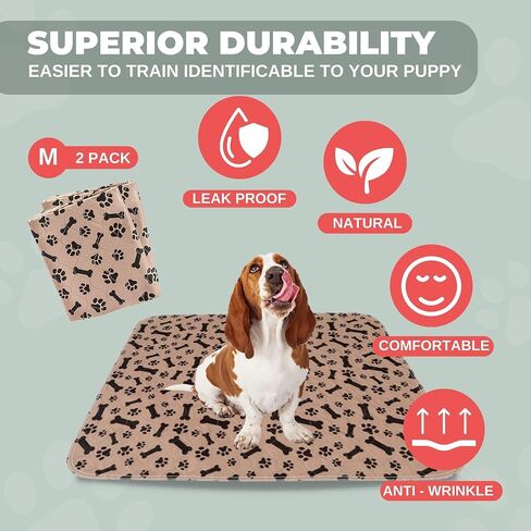 B-R - 2 Pack Washable Pee Pads for Dogs. Superior Reusable Puppy Pads. 15.7" X 23.6" or 40cm X 60cm. Highly Absorbent Mats for Pets, Non-Slip Polyester, Pee Pads for Puppy Training [Orange, Small] in Saudi Arabia