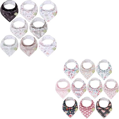 KeaBabies 8-Pack Organic Baby Bandana Bibs, Baby Bibs and 10-Pack Baby Bandana Drool Bibs - Drool Bibs for Baby Girl, Baby Boy - Organic Cotton Bandana Bibs for Boys, Girls, Baby Bibs in Saudi Arabia