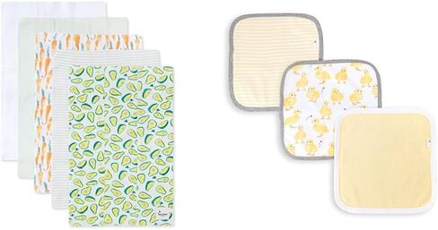 Burt's Bees Baby - Burp Cloths, 5-Pack Extra Absorbent 100% Organic Cotton Drool Cloths & Washcloths, Absorbent Knit Terry, Super Soft 100% Organic Cotton in Saudi Arabia