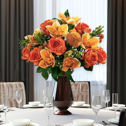 2PCS Artificial Flowers Indoor-Silk Flower Arrangement Fake Flower Arrangement Artificial Flowers Outdoors Table Centerpiece Realistic Faux Flower for Wedding Party Cake Home Decor in Saudi Arabia