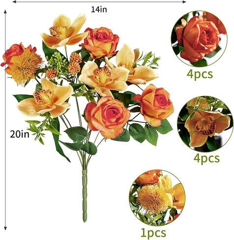 2PCS Artificial Flowers Indoor-Silk Flower Arrangement Fake Flower Arrangement Artificial Flowers Outdoors Table Centerpiece Realistic Faux Flower for Wedding Party Cake Home Decor in Saudi Arabia