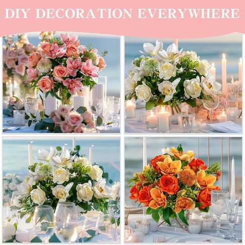 2PCS Artificial Flowers Indoor-Silk Flower Arrangement Fake Flower Arrangement Artificial Flowers Outdoors Table Centerpiece Realistic Faux Flower for Wedding Party Cake Home Decor in Saudi Arabia