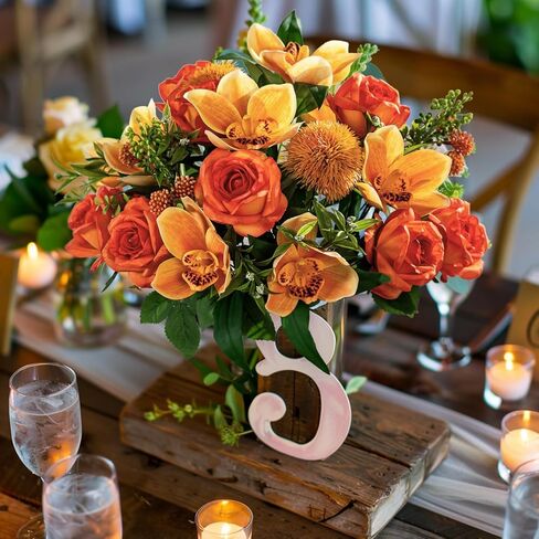 2PCS Artificial Flowers Indoor-Silk Flower Arrangement Fake Flower Arrangement Artificial Flowers Outdoors Table Centerpiece Realistic Faux Flower for Wedding Party Cake Home Decor in Saudi Arabia