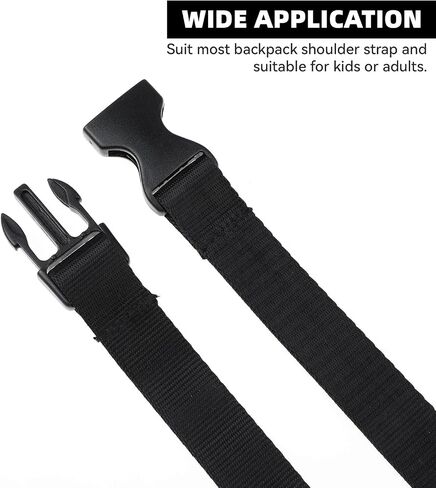 2 Pcs Adjustable Backpack Chest Strap, Replacement Backpack Waist Strap Universal Backpack Chest Strap Adjustable Buckle Strap Backpack Accessories for Adults (Black) in Saudi Arabia