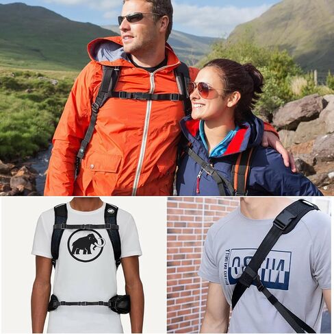 2 Pcs Adjustable Backpack Chest Strap, Replacement Backpack Waist Strap Universal Backpack Chest Strap Adjustable Buckle Strap Backpack Accessories for Adults (Black) in Saudi Arabia