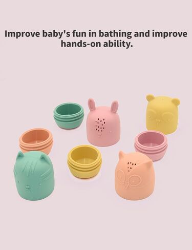 PandaEar Baby Bath Toys, 4 Pack Silicone Bath Toys for Infants Toddlers 6-18 Months, Non Toxic Baby Kids Squeezable Shower Toys in Saudi Arabia