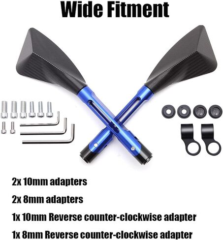 JMTBNO 8mm 10mm Universal CNC Motorcycle Handlebar End Mirror, Motorcycle Side Rearview Mirrors for Street bike Sport bike Dirt bike Cruiser Chopper Scooter(Black) in Saudi Arabia