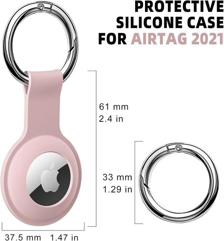 AirTag Holder Case, Arcmogo Apple Airtags Keychains with Ultra Light Silicone Sleeve Cover Compatible for Airtags, Pink in Saudi Arabia