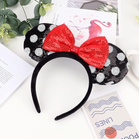 أزياء DRESHOW Mouse Ears Bow Headbands اللامعة لتزيين الحفلات التنكرية للفتيات والنساء in Kuwait