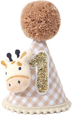قبعة عيد الميلاد الأولى من Wild One Giraffe - ديكورات حفلات عيد الميلاد الأولى في الغابة، زي تاج عيد ميلاد الزرافة البرية الأولى، ديكور حفلات الغابة البرية في الغابة السفاري، قبعة عيد ميلاد صبي وفتاة الأولى in Kuwait