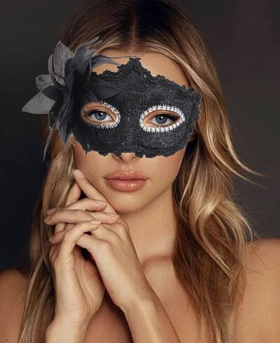 قناع أزياء نسائية من الدانتيل، قناع تنكر، قناع تنكري أسود، إكسسوارات تنكرية للنساء والفتيات in Kuwait