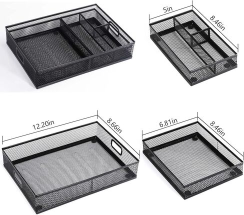 منظم درج المكتب، منظم وتخزين، منظم مكتب وملحقات مع مقصورات قابلة للتعديل، شبكة معدنية، صينية تنظيم درج المكتب لطاولة المدرسة والمكتب، 3 عبوات in Kuwait