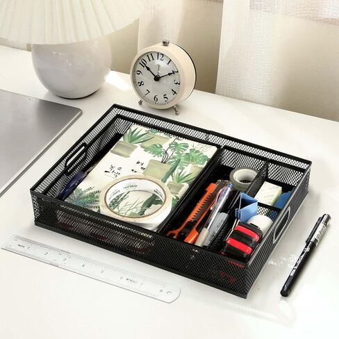 منظم درج المكتب، منظم وتخزين، منظم مكتب وملحقات مع مقصورات قابلة للتعديل، شبكة معدنية، صينية تنظيم درج المكتب لطاولة المدرسة والمكتب، 3 عبوات in Kuwait