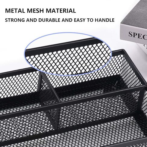 منظم درج المكتب، منظم وتخزين، منظم مكتب وملحقات مع مقصورات قابلة للتعديل، شبكة معدنية، صينية تنظيم درج المكتب لطاولة المدرسة والمكتب، 3 عبوات in Kuwait