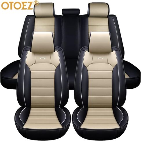 أغطية مقاعد السيارة otoez مجموعة كاملة، غطاء مقعد جلدي للسيارات لـ 5 سيارات ركاب SUV شاحنة سيدان، سيارة عالمية مع غطاء مسند الظهر حامي مضاد للانزلاق وسادة المقعد الخلفي الأمامي (أزرق) in Kuwait