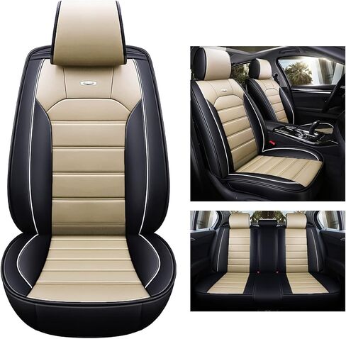 أغطية مقاعد السيارة otoez مجموعة كاملة، غطاء مقعد جلدي للسيارات لـ 5 سيارات ركاب SUV شاحنة سيدان، سيارة عالمية مع غطاء مسند الظهر حامي مضاد للانزلاق وسادة المقعد الخلفي الأمامي (أزرق) in Kuwait