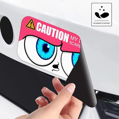 2 Pack Set 4.3"*8.6" Funny Car Magnets,New Driver Magnet for Car,Bumper Student Driver Reflective Sign for Most Cars，Funny Pink Exterior Accessories for car in Saudi Arabia