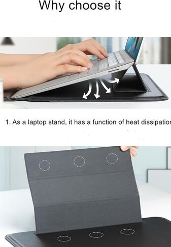 3-in-1 Laptop Sleeve Protective PU Leather Case Waterproof Shockproof Magnetic Closure Adjustable Stand Built in Mouse Pad Lightweight 14-16 Inch Laptop and Tablet Universal Fit Portable Durable, Blue in Saudi Arabia