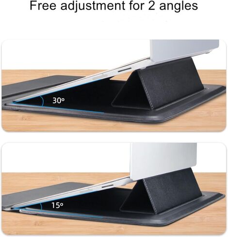 3-in-1 Laptop Sleeve Protective PU Leather Case Waterproof Shockproof Magnetic Closure Adjustable Stand Built in Mouse Pad Lightweight 14-16 Inch Laptop and Tablet Universal Fit Portable Durable, Blue in Saudi Arabia
