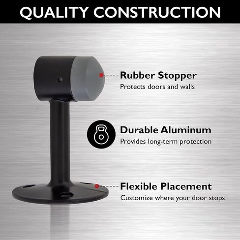 Design House 189308-ORB Gooseneck Door Stop Wall Protector with Rubber Tip Aluminum Door Stopper, Oil Rubbed Bronze, 4-Pack in Saudi Arabia