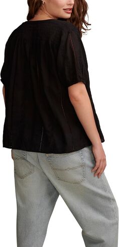 Lucky Brand Women's Solid Smocked Shoulder Blouse in Saudi Arabia