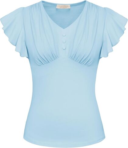 Belle Poque Summer Cotton Tops V Neck Ruffle Short Sleeve Blouse Shirts Elegant Vintage Tops in Saudi Arabia