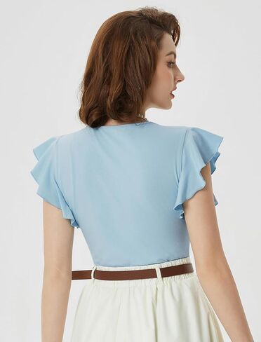 Belle Poque Summer Cotton Tops V Neck Ruffle Short Sleeve Blouse Shirts Elegant Vintage Tops in Saudi Arabia