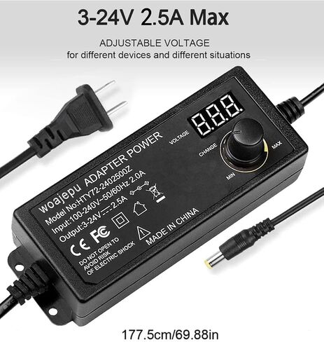 3V ~ 24V 2.5A 60W Power Supply with Volt Diaplay Adjustable DC 3V 5V 6V 9V 12V 15V 16V 18V 19V 20V 24V Variable Universal AC/DC Adapter 100V-240V AC to DC Converter with 8 Selectable Adapter Tips in Saudi Arabia