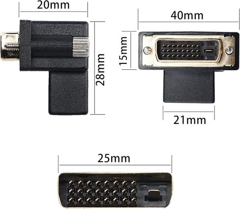 PNGKNYOCN الزاوية اليمنى DVI إلى HDMI محول 2-حزمة 90 درجة DVI-D ذكر إلى HDMI أنثى موصل طلاء الذهب لPS4، HDTV، جهاز العرض، بطاقة الرسومات (أسود لأسفل) in Saudi Arabia