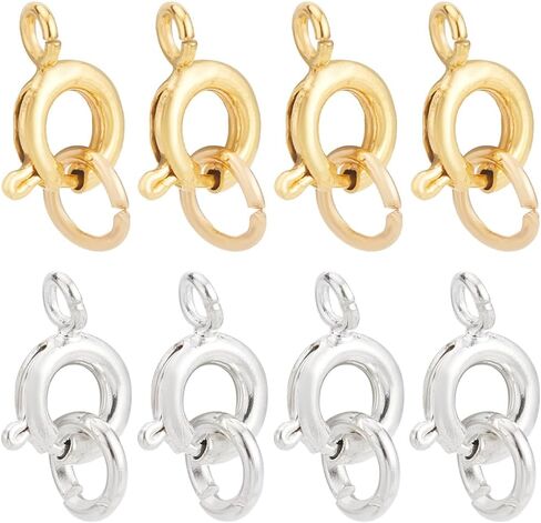 PH PandaHall 40pcs Brass Spring Ring Clasp with Closed Jump Rings, 6mm Round Trigger Lobster Clasp Safety Jewelry Clasp Connectors for DIY Necklaces Bracelet Jewelry Making, Golden/Silver in Saudi Arabia