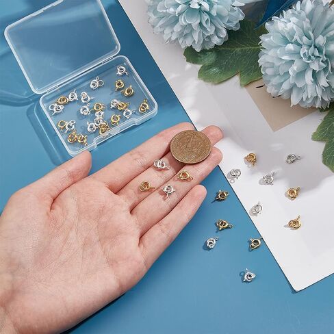 PH PandaHall 40pcs Brass Spring Ring Clasp with Closed Jump Rings, 6mm Round Trigger Lobster Clasp Safety Jewelry Clasp Connectors for DIY Necklaces Bracelet Jewelry Making, Golden/Silver in Saudi Arabia