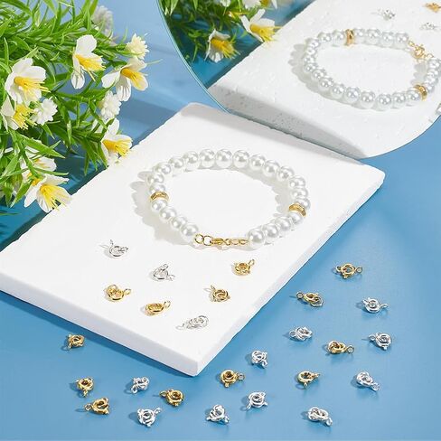 PH PandaHall 40pcs Brass Spring Ring Clasp with Closed Jump Rings, 6mm Round Trigger Lobster Clasp Safety Jewelry Clasp Connectors for DIY Necklaces Bracelet Jewelry Making, Golden/Silver in Saudi Arabia