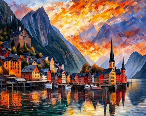 TUMOVO Paint by Numbers for Adults and Kids Hallstatt Austria The Most Beautiful Town DIY Paint by Number Oil Paintings Arts and Crafts Paint by Numbers Kits Acrylic Painting 16 x 20 Inch in Saudi Arabia