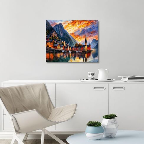 TUMOVO Paint by Numbers for Adults and Kids Hallstatt Austria The Most Beautiful Town DIY Paint by Number Oil Paintings Arts and Crafts Paint by Numbers Kits Acrylic Painting 16 x 20 Inch in Saudi Arabia