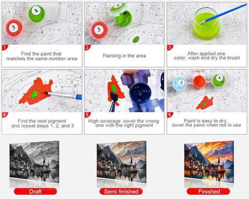 TUMOVO Paint by Numbers for Adults and Kids Hallstatt Austria The Most Beautiful Town DIY Paint by Number Oil Paintings Arts and Crafts Paint by Numbers Kits Acrylic Painting 16 x 20 Inch in Saudi Arabia