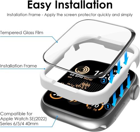 YMHML 2 Pack Apple Watch 40mm Screen Protector SE (2nd Gen)/SE Series 6/5/4، زجاج مقسى ثلاثي الأبعاد غطاء كامل مضاد للخدش حساس باللمس عالي الدقة لملحقات iWatch، مع أداة التثبيت in Saudi Arabia