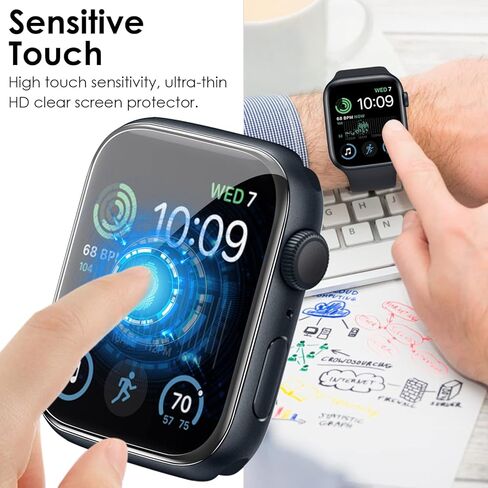 YMHML 2 Pack Apple Watch 40mm Screen Protector SE (2nd Gen)/SE Series 6/5/4، زجاج مقسى ثلاثي الأبعاد غطاء كامل مضاد للخدش حساس باللمس عالي الدقة لملحقات iWatch، مع أداة التثبيت in Saudi Arabia