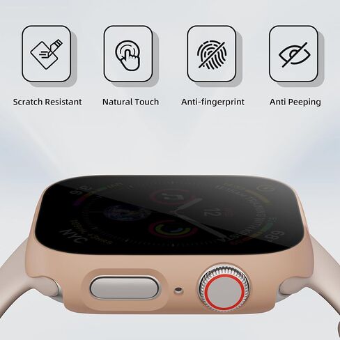 2 Pack for Apple Watch Series 9/8/7 Privacy Screen Protector Case 41mm, iWatch Protective PC Face Cover Built-in Anti-Peeping 9H Tempered Glass Protector for iWatch Accessories, Blue in Kuwait