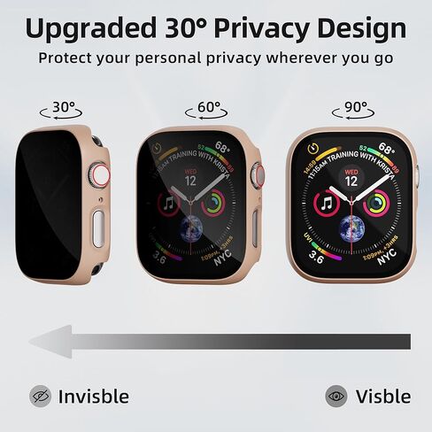 2 Pack for Apple Watch Series 9/8/7 Privacy Screen Protector Case 41mm, iWatch Protective PC Face Cover Built-in Anti-Peeping 9H Tempered Glass Protector for iWatch Accessories, Blue in Kuwait